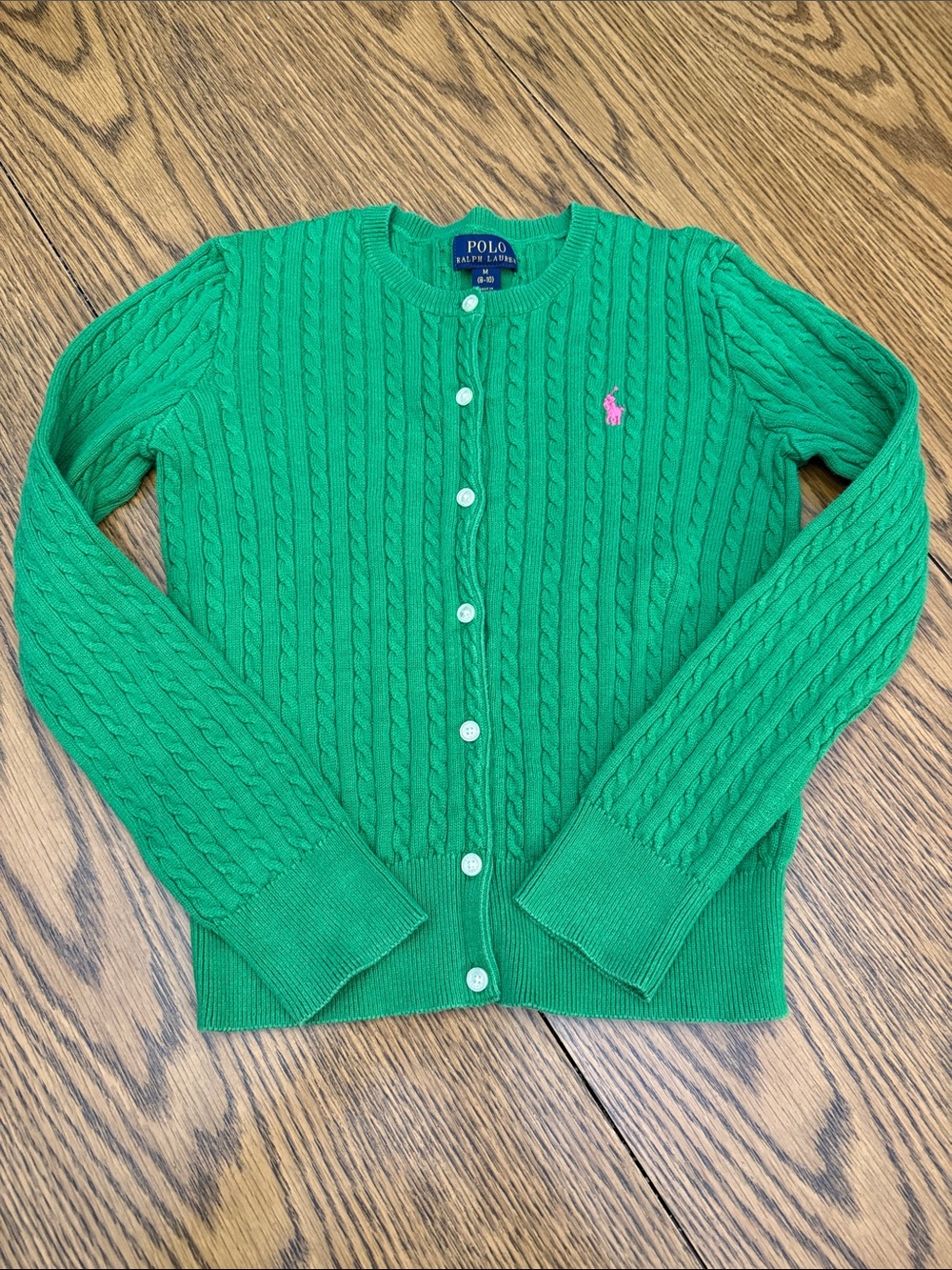 Polo by Ralph Lauren Emerald Green Cable-Knit Button Cardigan